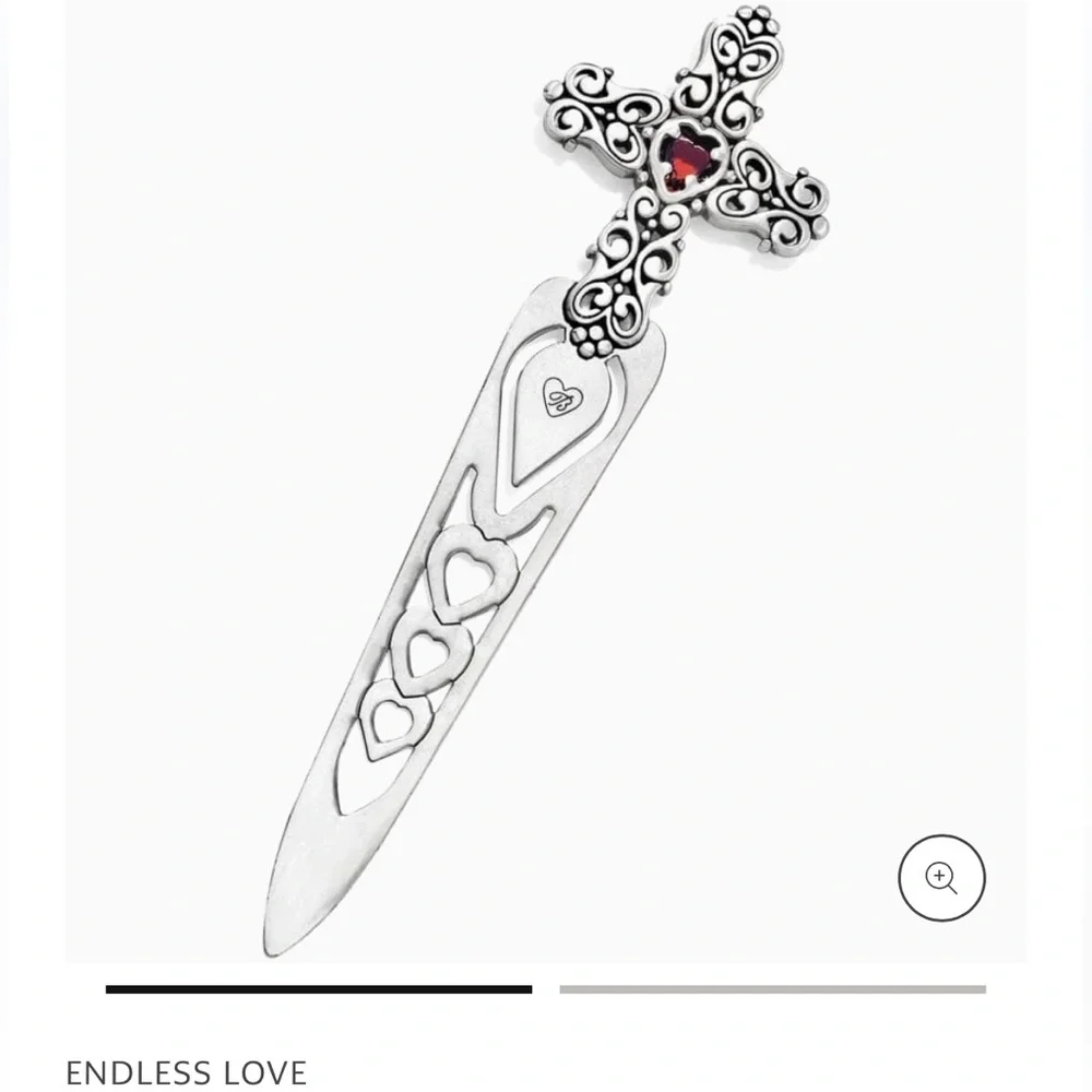 NWT Brighton Endless Love Silverplate Bookmark with Red Heart-Shaped Stone